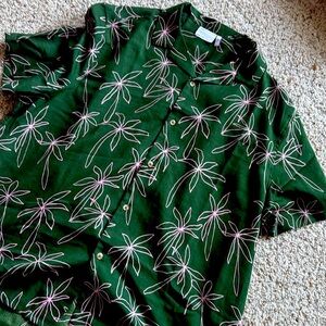 ASOSrelaxed revere beachy shirt in doodle palm tree print in green part of a set